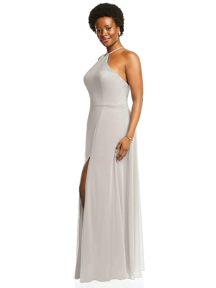 【STYLE: LB035】Diamond Halter Maxi Dress with Adjustable Straps【COLOR: Oyster】