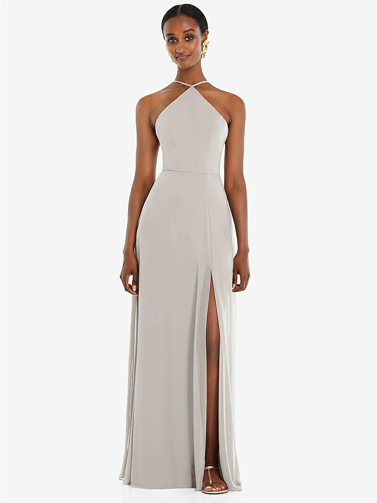 【STYLE: LB035】Diamond Halter Maxi Dress with Adjustable Straps【COLOR: Oyster】