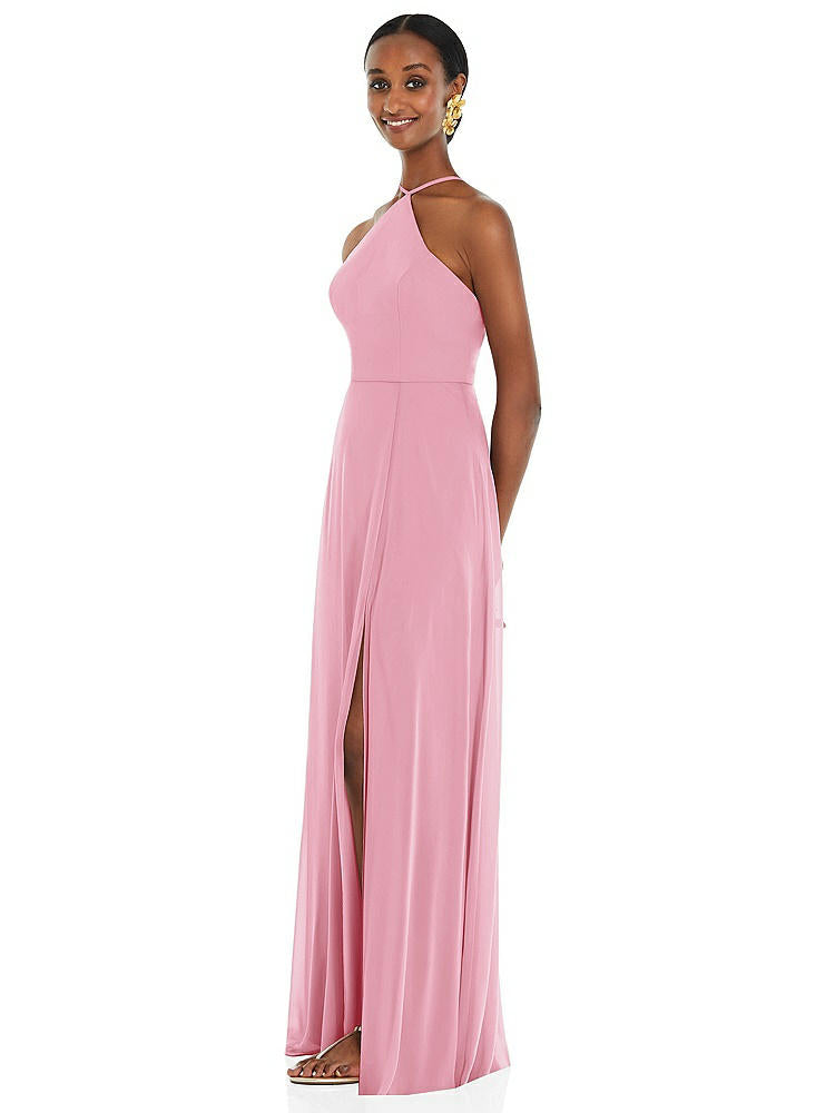 【NEW】【STYLE: LB035】ダイヤモンド ホルター マキシ ドレス 調整可能 ストラップ【COLOR: Peony Pink】【SIZE: 00-30W】