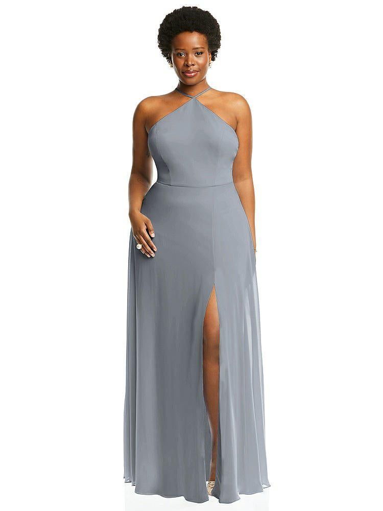 【STYLE: LB035】Diamond Halter Maxi Dress with Adjustable Straps【COLOR: Platinum】