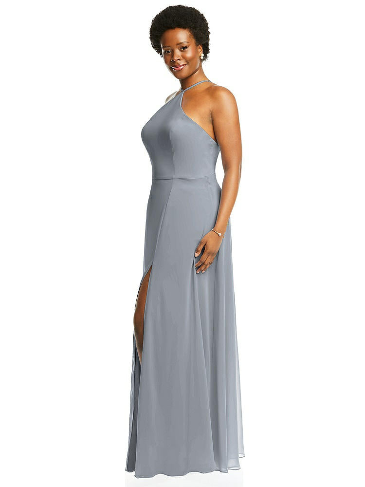 【STYLE: LB035】Diamond Halter Maxi Dress with Adjustable Straps【COLOR: Platinum】