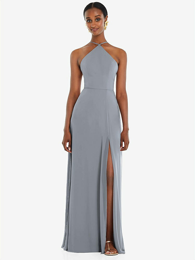 【STYLE: LB035】Diamond Halter Maxi Dress with Adjustable Straps【COLOR: Platinum】