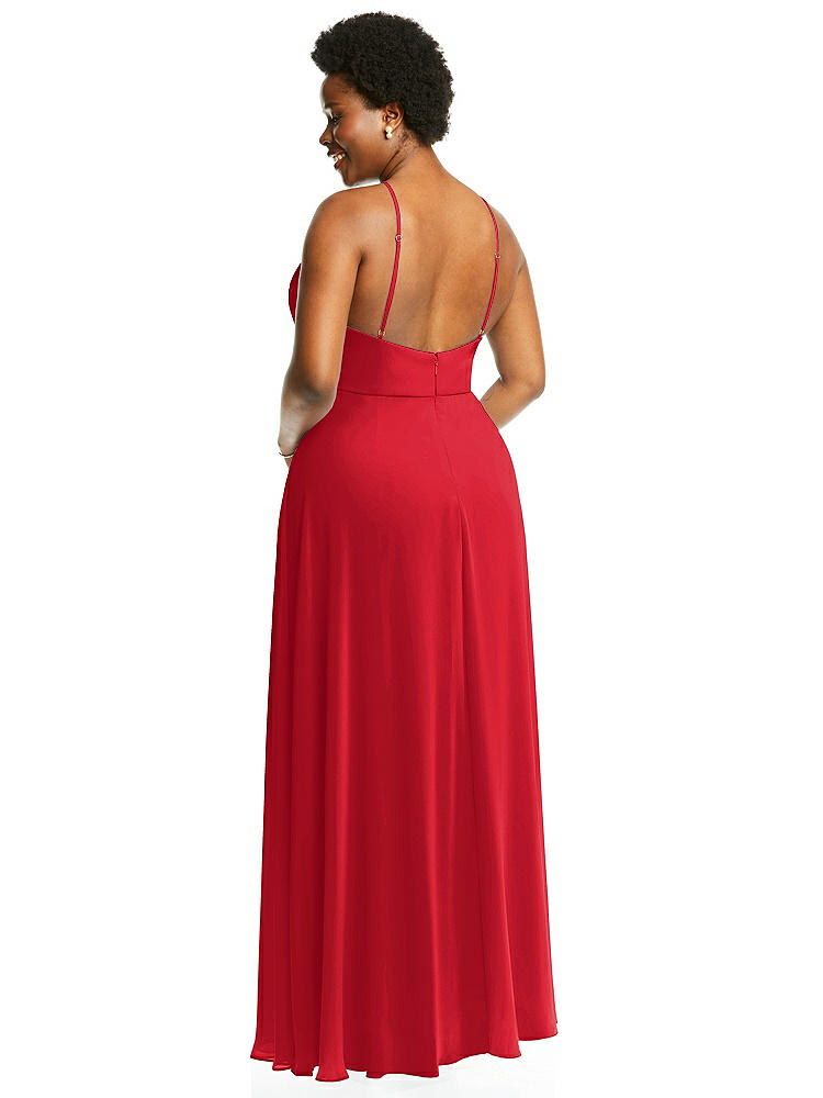 【STYLE: LB035】Diamond Halter Maxi Dress with Adjustable Straps【COLOR: Parisian Red】