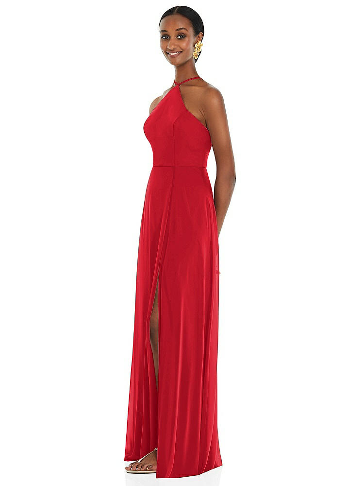 【STYLE: LB035】Diamond Halter Maxi Dress with Adjustable Straps【COLOR: Parisian Red】