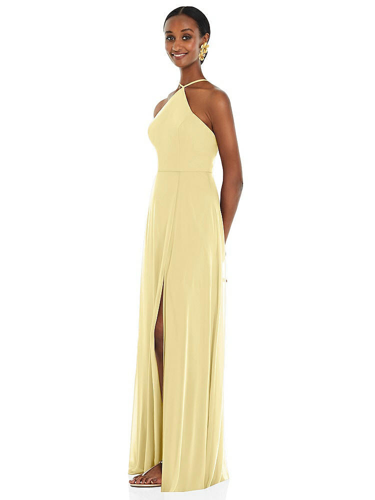 【STYLE: LB035】Diamond Halter Maxi Dress with Adjustable Straps【COLOR: Pale Yellow】