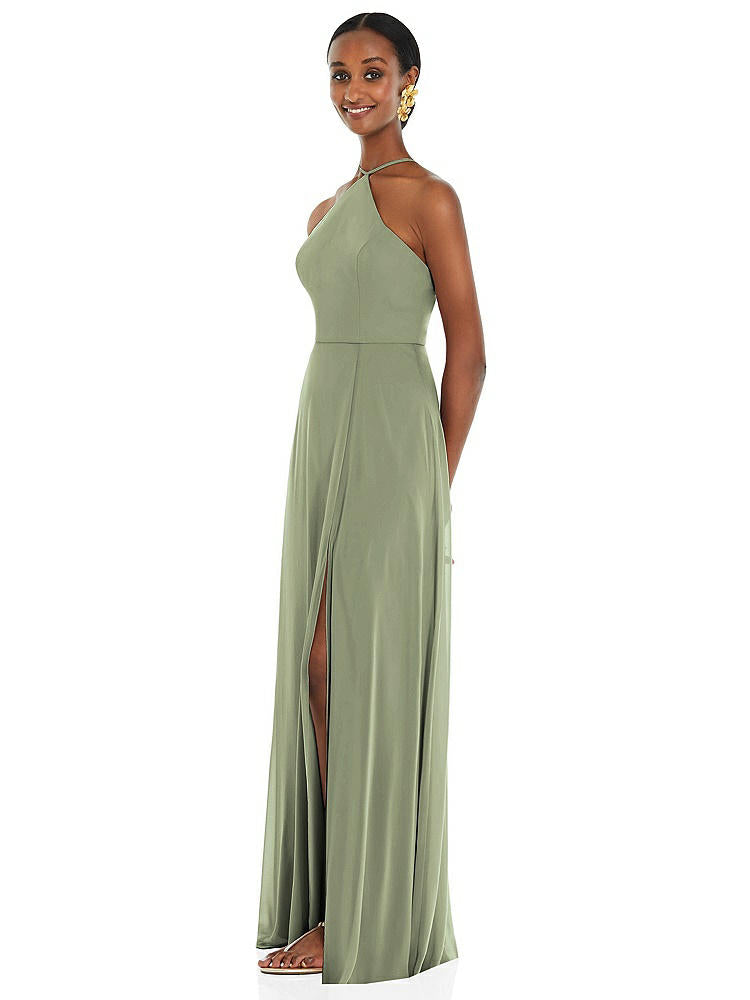 【STYLE: LB035】Diamond Halter Maxi Dress with Adjustable Straps【COLOR: Sage】