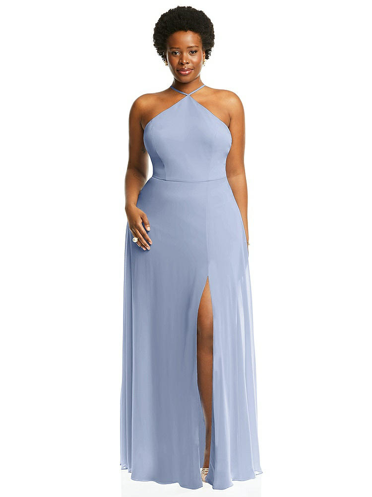 【STYLE: LB035】Diamond Halter Maxi Dress with Adjustable Straps【COLOR: Sky Blue】