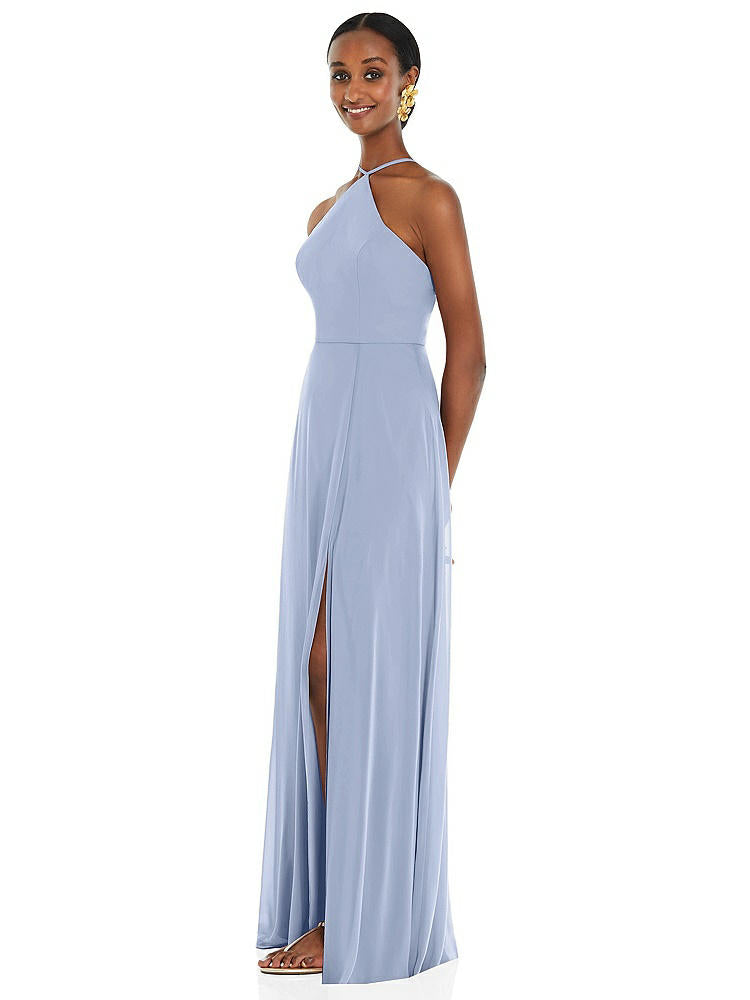 【STYLE: LB035】Diamond Halter Maxi Dress with Adjustable Straps【COLOR: Sky Blue】