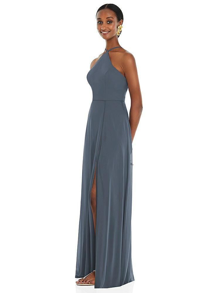 【STYLE: LB035】Diamond Halter Maxi Dress with Adjustable Straps【COLOR: Silverstone】