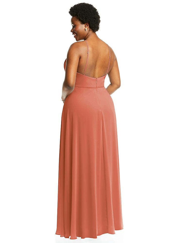 【STYLE: LB035】Diamond Halter Maxi Dress with Adjustable Straps【COLOR: Terracotta Copper】