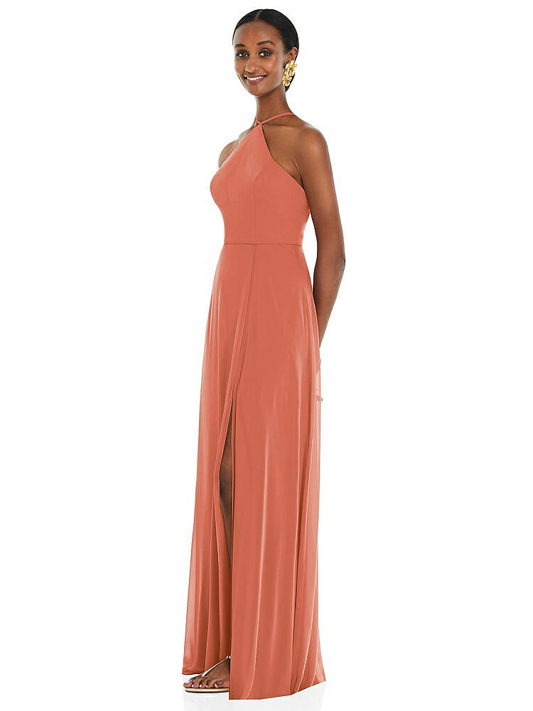 【STYLE: LB035】Diamond Halter Maxi Dress with Adjustable Straps【COLOR: Terracotta Copper】