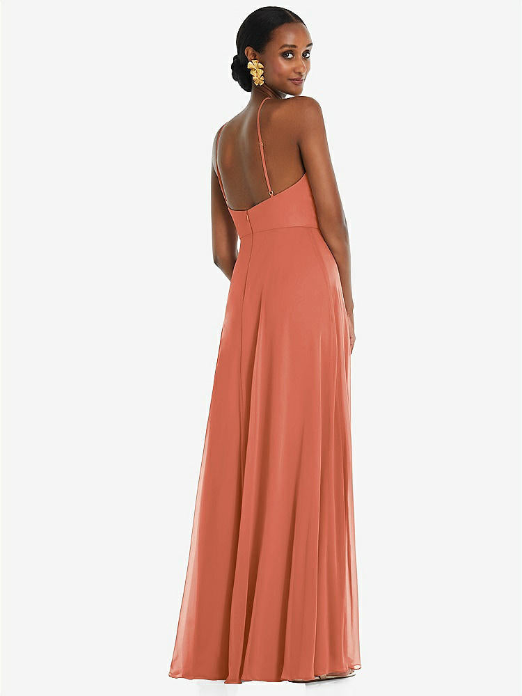 【STYLE: LB035】Diamond Halter Maxi Dress with Adjustable Straps【COLOR: Terracotta Copper】