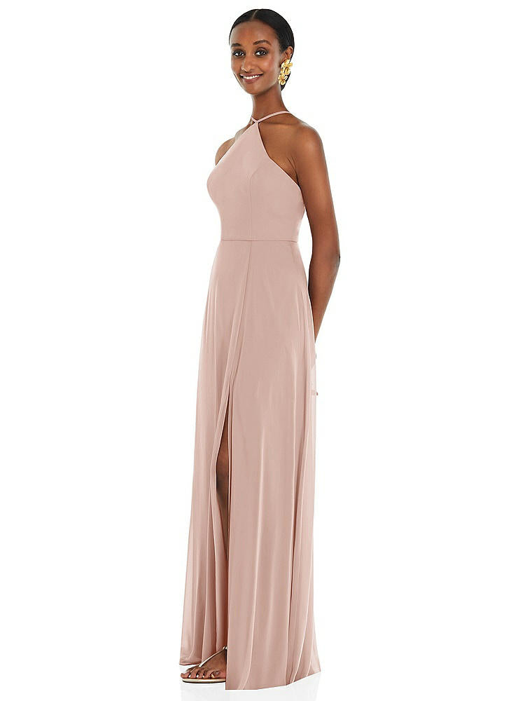 【STYLE: LB035】Diamond Halter Maxi Dress with Adjustable Straps【COLOR: Toasted Sugar】
