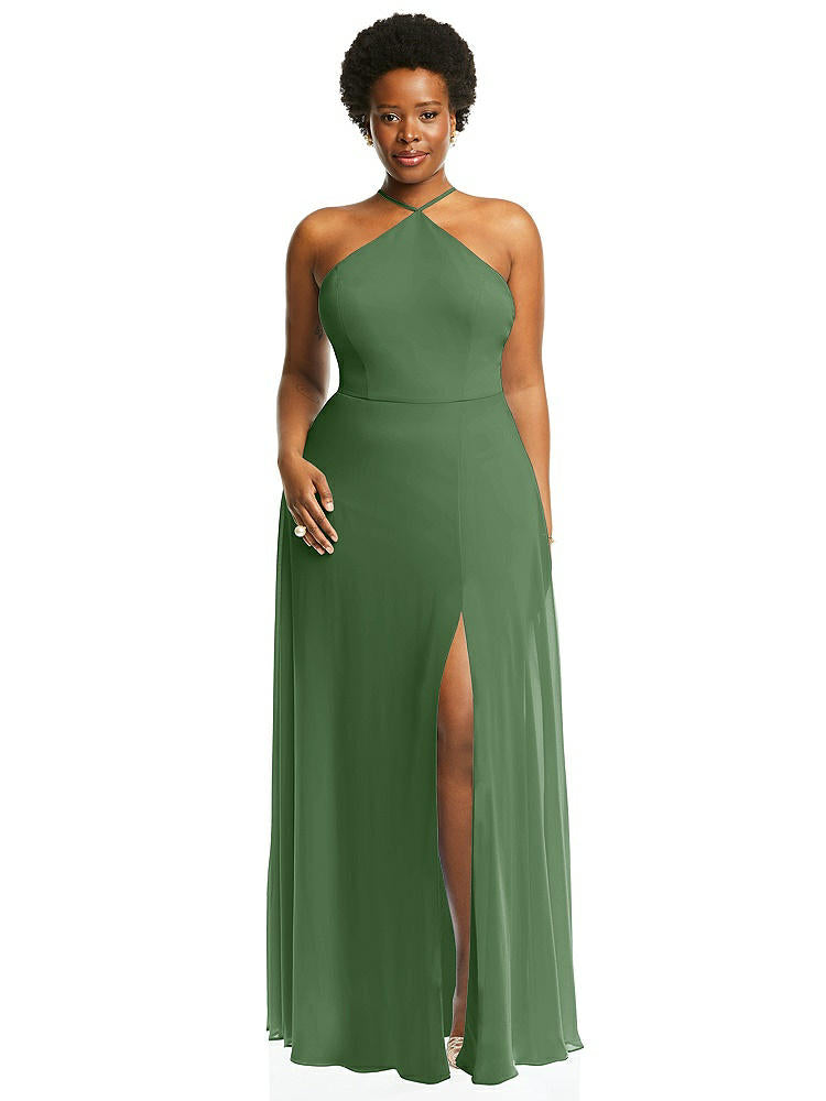 【STYLE: LB035】Diamond Halter Maxi Dress with Adjustable Straps【COLOR: Vineyard Green】