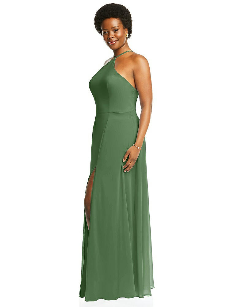 【STYLE: LB035】Diamond Halter Maxi Dress with Adjustable Straps【COLOR: Vineyard Green】