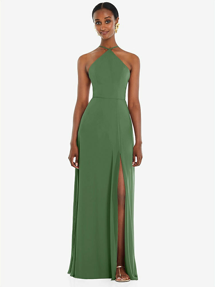 【STYLE: LB035】Diamond Halter Maxi Dress with Adjustable Straps【COLOR: Vineyard Green】