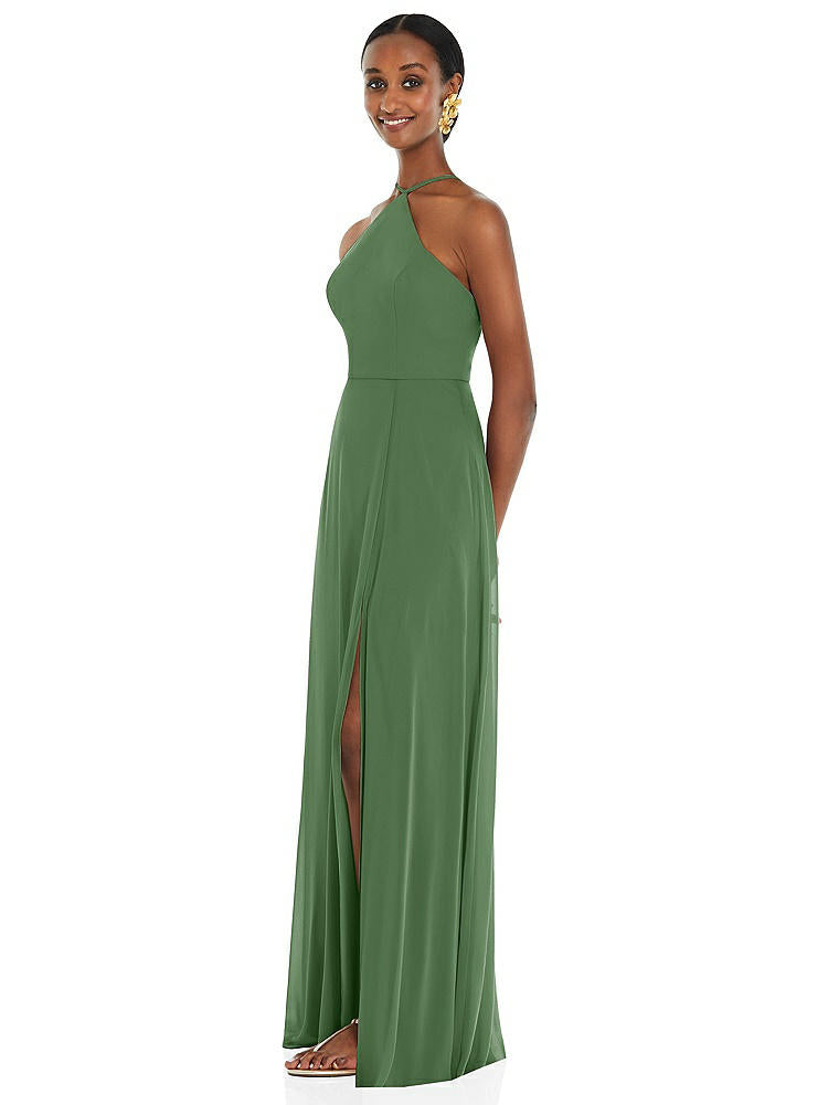 【STYLE: LB035】Diamond Halter Maxi Dress with Adjustable Straps【COLOR: Vineyard Green】