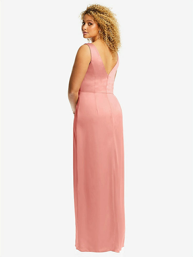 【STYLE: 6864】Faux Wrap Whisper Satin Maxi Dress with Draped Tulip Skirt【COLOR: Rose - PANTONE Rose Quartz】