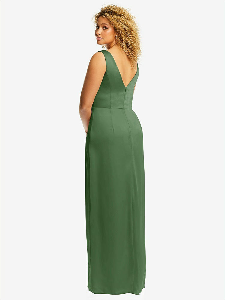 【STYLE: 6864】Faux Wrap Whisper Satin Maxi Dress with Draped Tulip Skirt【COLOR: Vineyard Green】