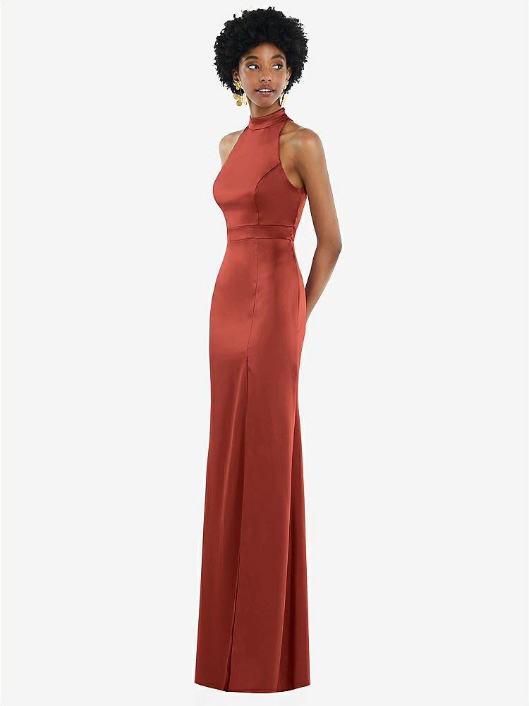 【STYLE: LB037】High Neck Backless Maxi Dress with Slim Belt【COLOR: Amber Sunset】