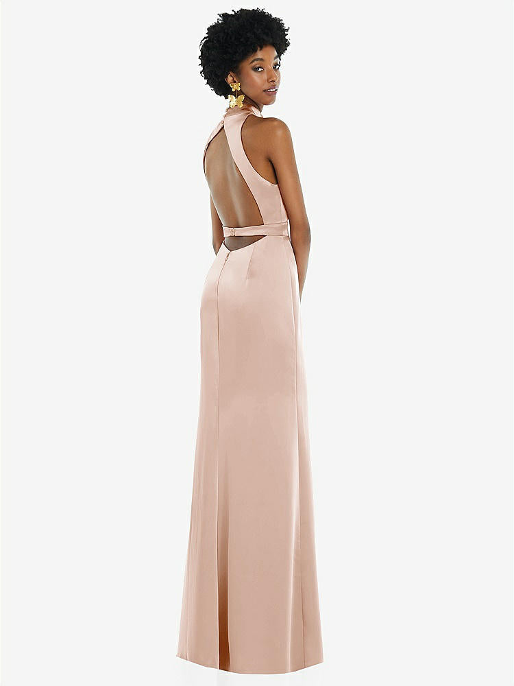 【STYLE: LB037】High Neck Backless Maxi Dress with Slim Belt【COLOR: Cameo】