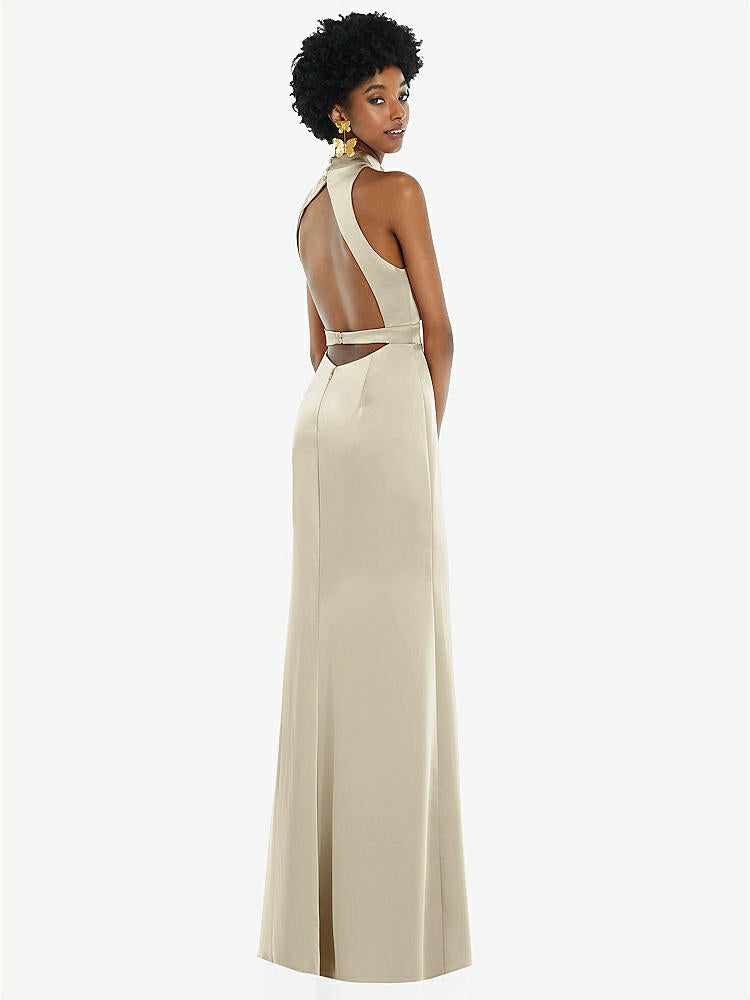 【STYLE: LB037】High Neck Backless Maxi Dress with Slim Belt【COLOR: Champagne】