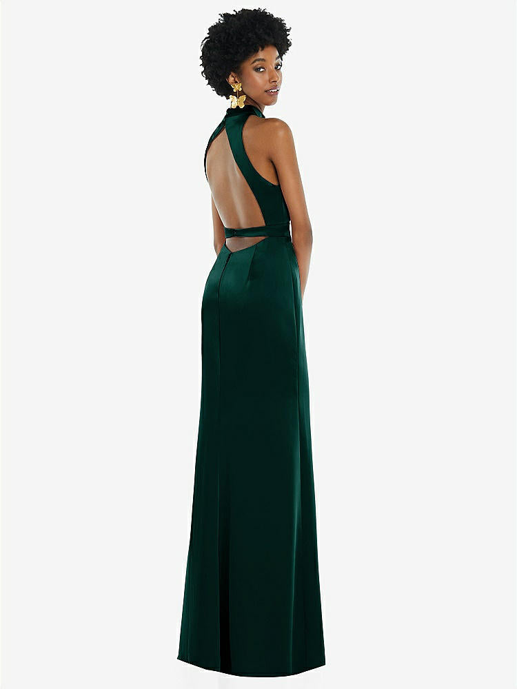 【NEW】【STYLE: LB037】高 首 バックレス マキシ ドレス スリム ベルト【COLOR: Evergreen】【SIZE: 00-30W】