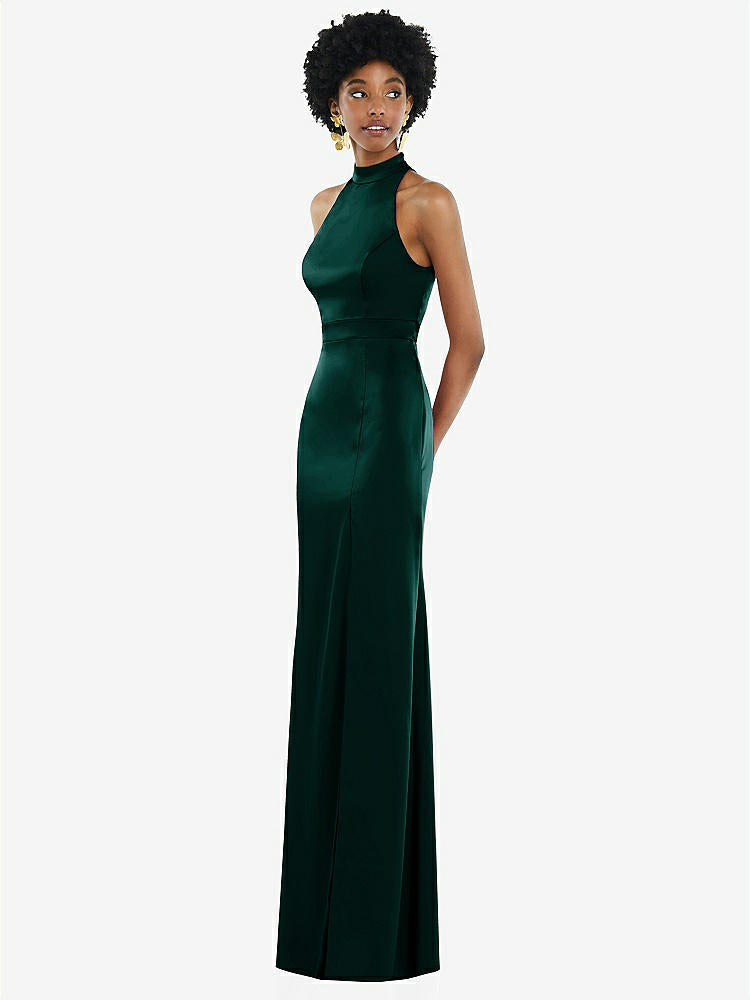 【NEW】【STYLE: LB037】高 首 バックレス マキシ ドレス スリム ベルト【COLOR: Evergreen】【SIZE: 00-30W】