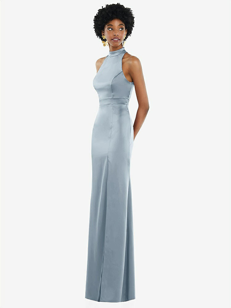 【STYLE: LB037】High Neck Backless Maxi Dress with Slim Belt【COLOR: Mist】