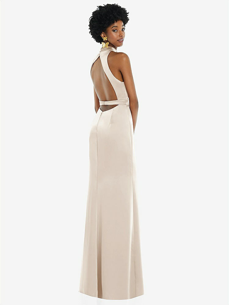 【STYLE: LB037】High Neck Backless Maxi Dress with Slim Belt【COLOR: Oat】