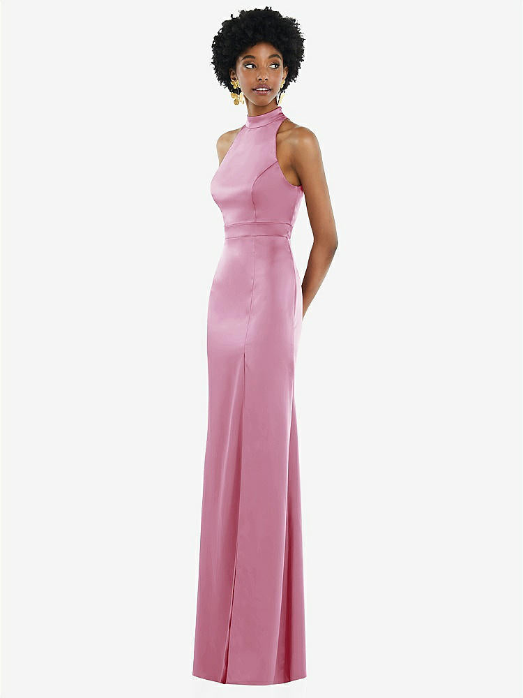 【NEW】【STYLE: LB037】高 首 バックレス マキシ ドレス スリム ベルト【COLOR: Powder Pink】【SIZE: 00-30W】