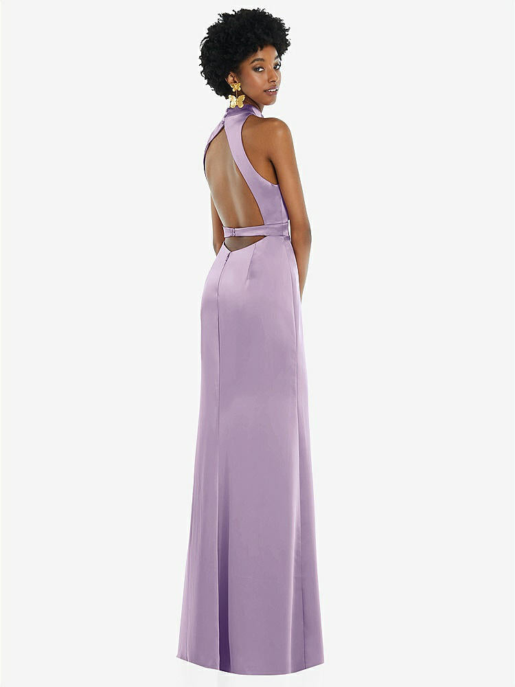 【NEW】【STYLE: LB037】高 首 バックレス マキシ ドレス スリム ベルト【COLOR: Pale Purple】【SIZE: 00-30W】