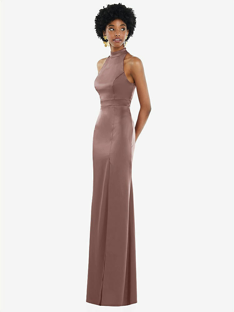 【NEW】【STYLE: LB037】高 首 バックレス マキシ ドレス スリム ベルト【COLOR: Sienna】【SIZE: 00-30W】