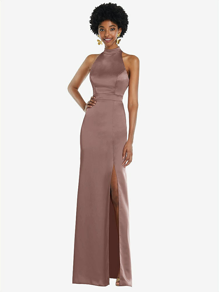 【NEW】【STYLE: LB037】高 首 バックレス マキシ ドレス スリム ベルト【COLOR: Sienna】【SIZE: 00-30W】