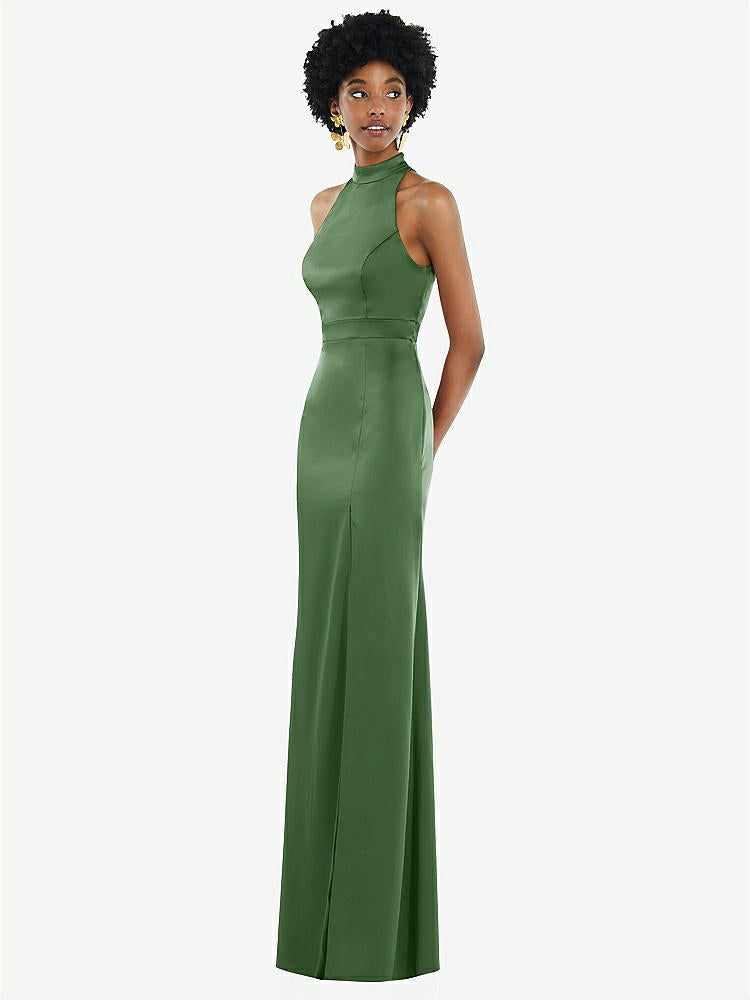 【NEW】【STYLE: LB037】高 首 バックレス マキシ ドレス スリム ベルト【COLOR: Vineyard Green】【SIZE: 00-30W】