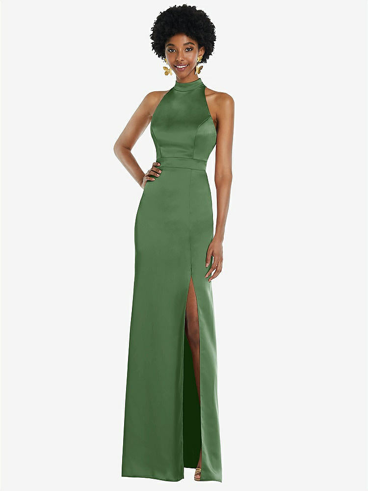 【NEW】【STYLE: LB037】高 首 バックレス マキシ ドレス スリム ベルト【COLOR: Vineyard Green】【SIZE: 00-30W】