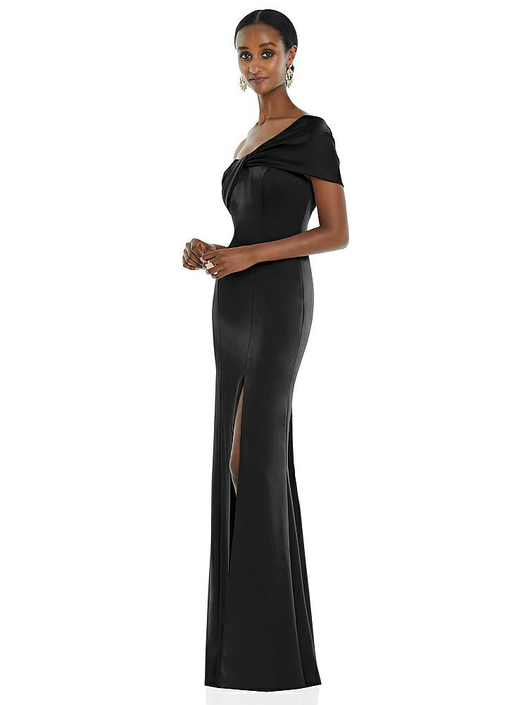 【STYLE: 3100】Twist Cuff One-Shoulder Princess Line Trumpet Gown【COLOR: Black】