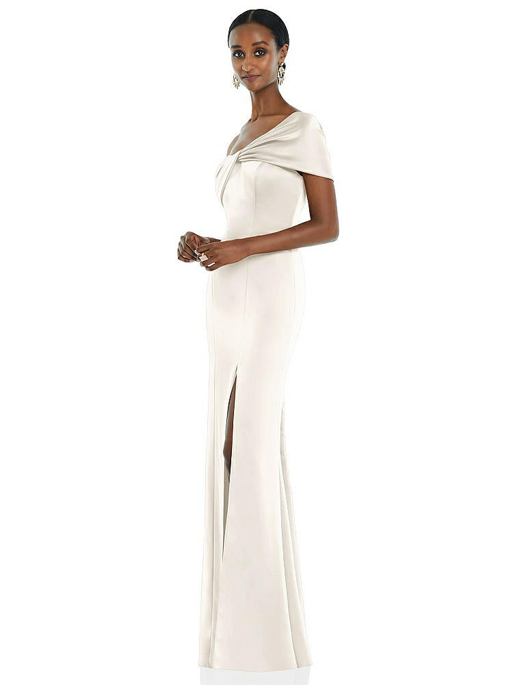 【STYLE: 3100】Twist Cuff One-Shoulder Princess Line Trumpet Gown【COLOR: Ivory】