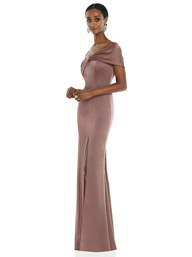 【STYLE: 3100】Twist Cuff One-Shoulder Princess Line Trumpet Gown【COLOR: Sienna】