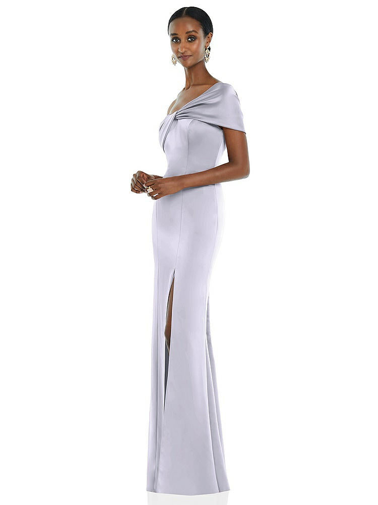 【STYLE: 3100】Twist Cuff One-Shoulder Princess Line Trumpet Gown【COLOR: Silver Dove】