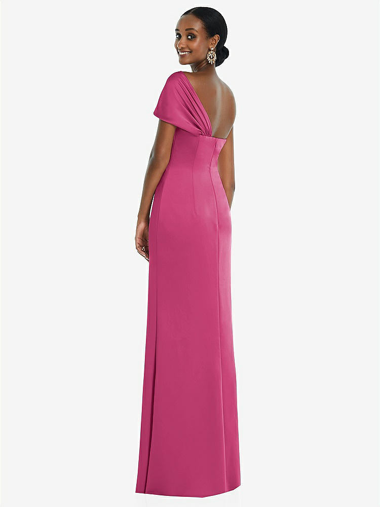 【STYLE: 3100】Twist Cuff One-Shoulder Princess Line Trumpet Gown【COLOR: Tea Rose】