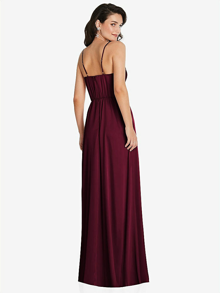 【STYLE: TH098】Cowl-Neck A-Line Maxi Dress with Adjustable Straps【COLOR: Cabernet】