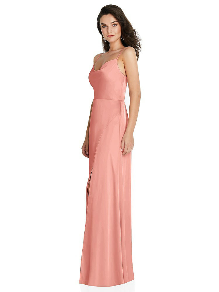 【STYLE: TH098】Cowl-Neck A-Line Maxi Dress with Adjustable Straps【COLOR: Rose - PANTONE Rose Quartz】