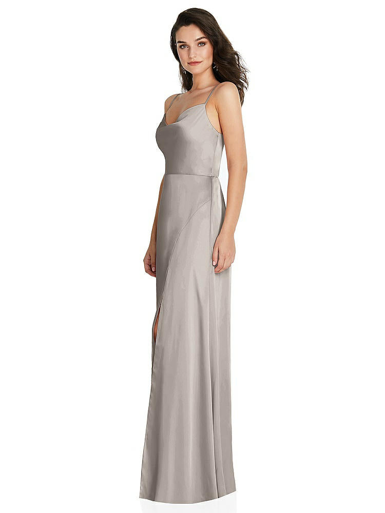 【STYLE: TH098】Cowl-Neck A-Line Maxi Dress with Adjustable Straps【COLOR: Taupe】