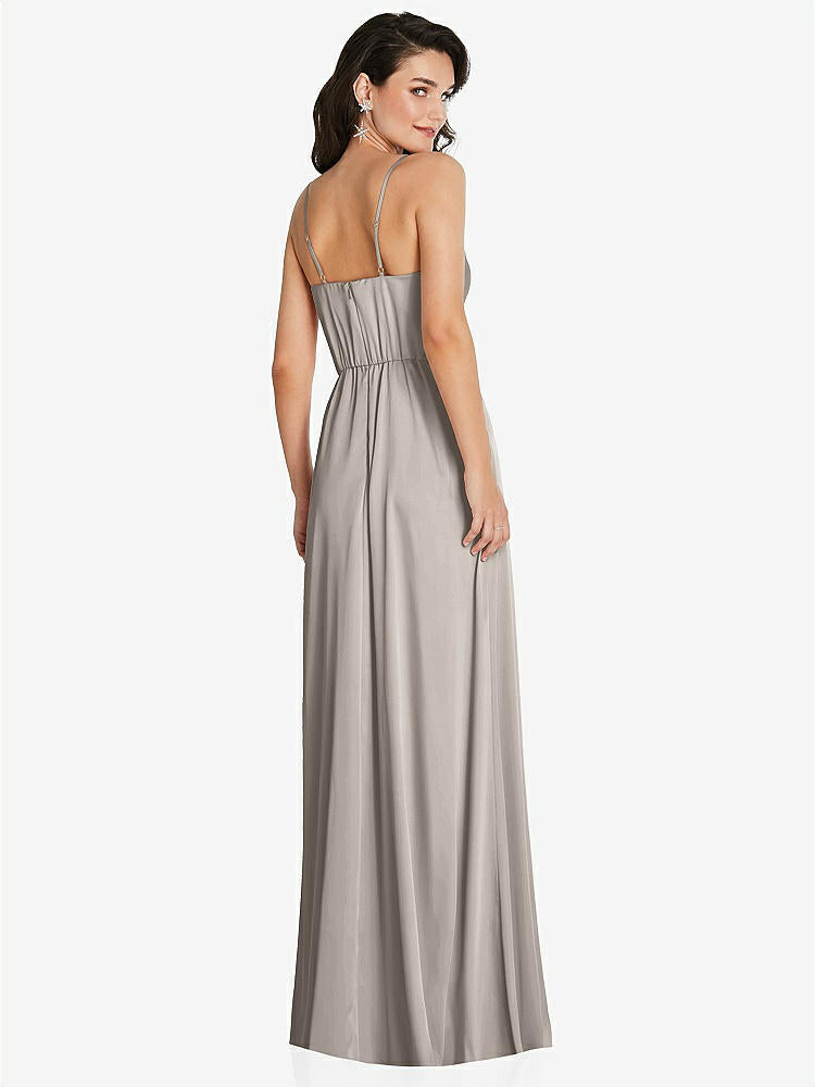 【STYLE: TH098】Cowl-Neck A-Line Maxi Dress with Adjustable Straps【COLOR: Taupe】