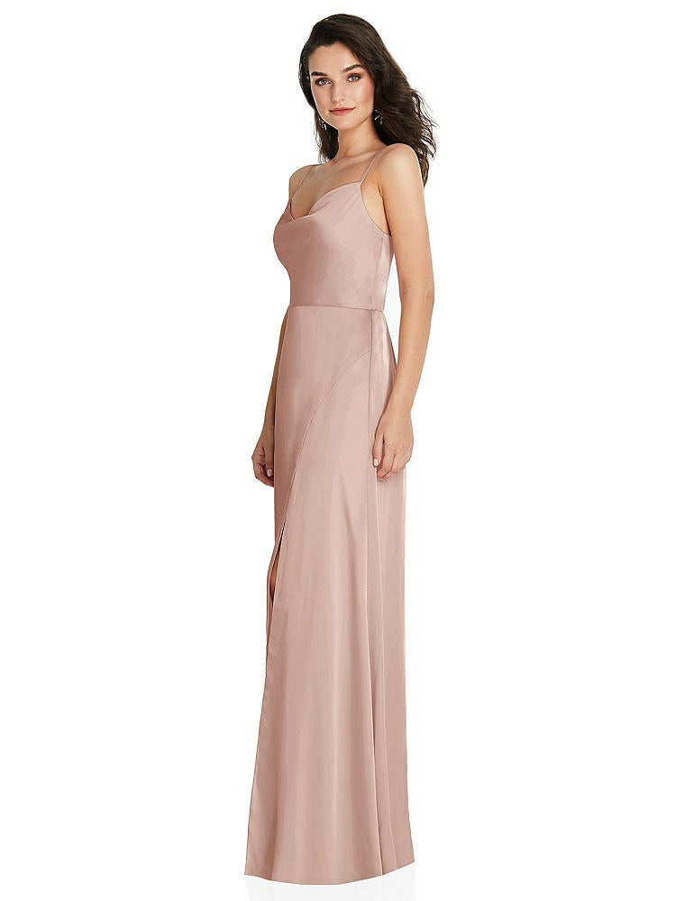 【STYLE: TH098】Cowl-Neck A-Line Maxi Dress with Adjustable Straps【COLOR: Toasted Sugar】