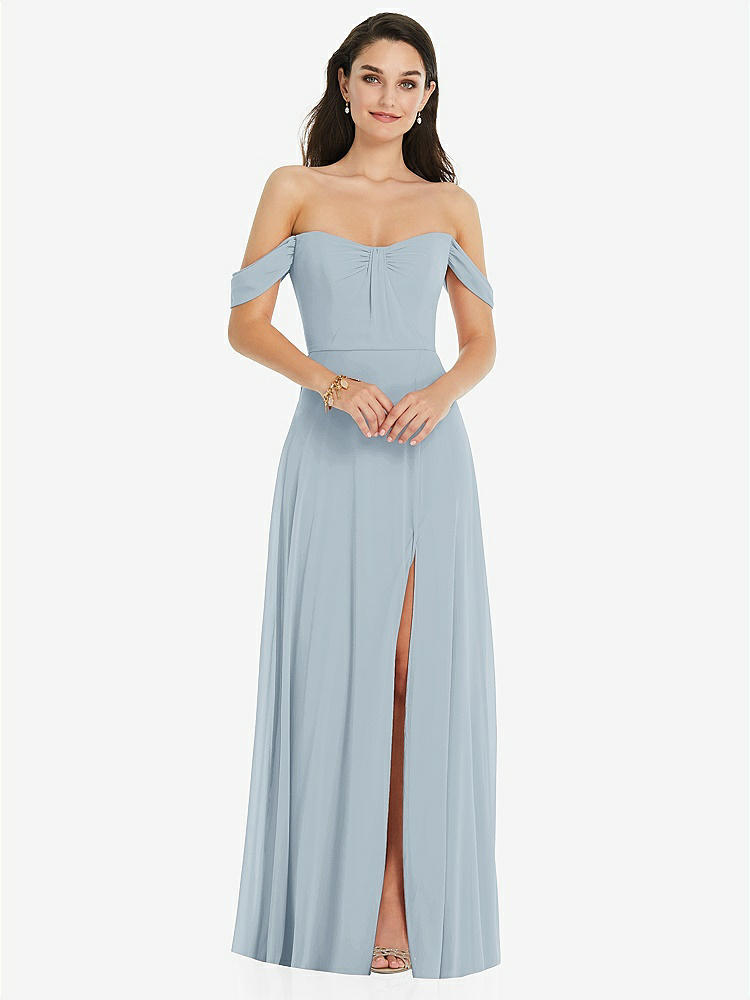 【STYLE: 3105】Off-the-Shoulder Draped Sleeve Maxi Dress with Front Slit【COLOR: Mist】