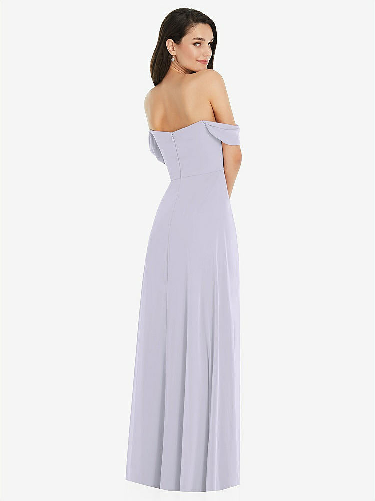 【STYLE: 3105】Off-the-Shoulder Draped Sleeve Maxi Dress with Front Slit【COLOR: Silver Dove】