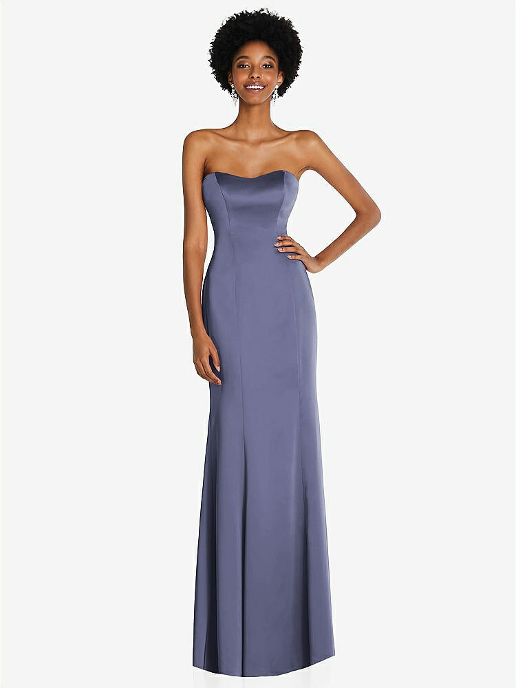 【STYLE: 6859】Strapless Princess Line Lux Charmeuse Mermaid Gown【COLOR: French Blue】