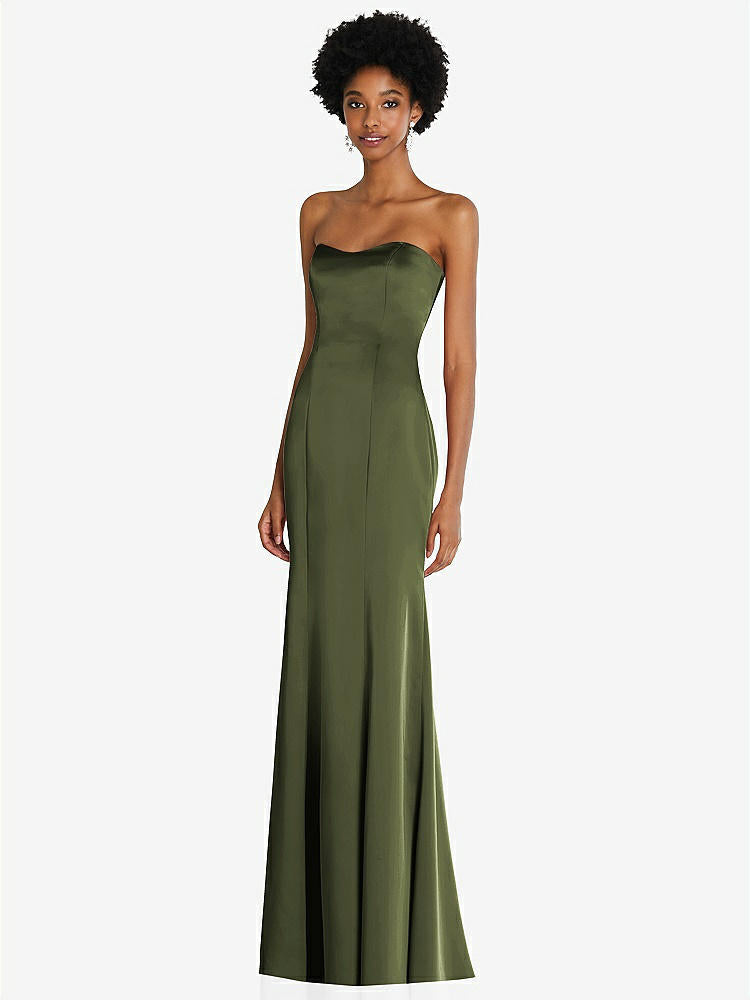 【STYLE: 6859】Strapless Princess Line Lux Charmeuse Mermaid Gown【COLOR: Olive Green】